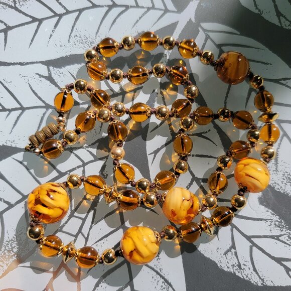 Vintage Murano Necklace Bracelet Earrings Set 24" Beaded Swirl - Picture 16 of 17